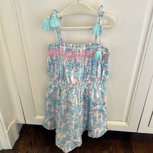 Egg Smocked Tassle Palm Fronds Dresa